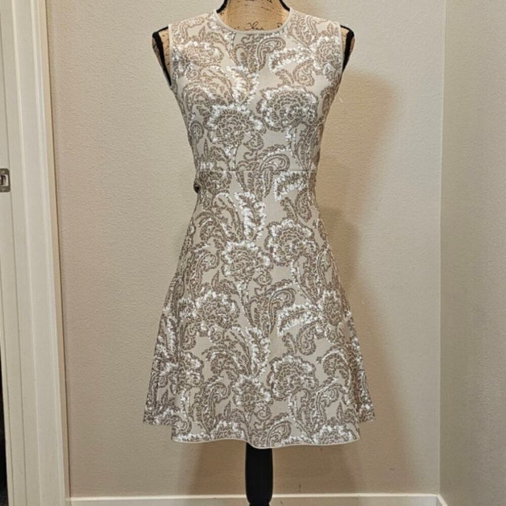 NWT BCBG Max Azria Jacquard A-Line Tan Ali Paisley Dress Size S/P
